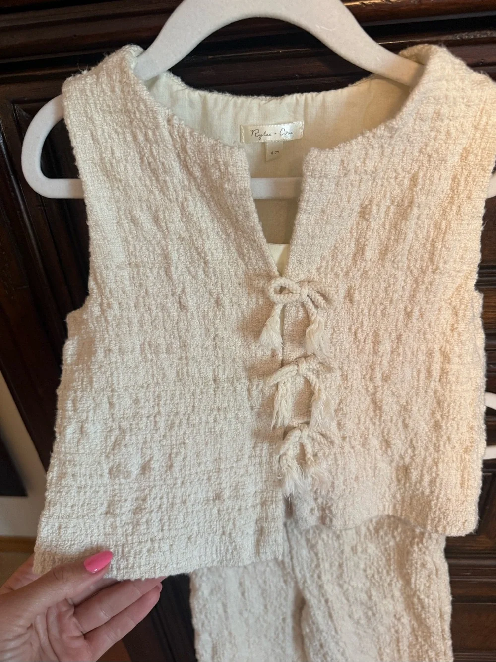 Rylee + Cru Cream tweed textured two-Piece Set